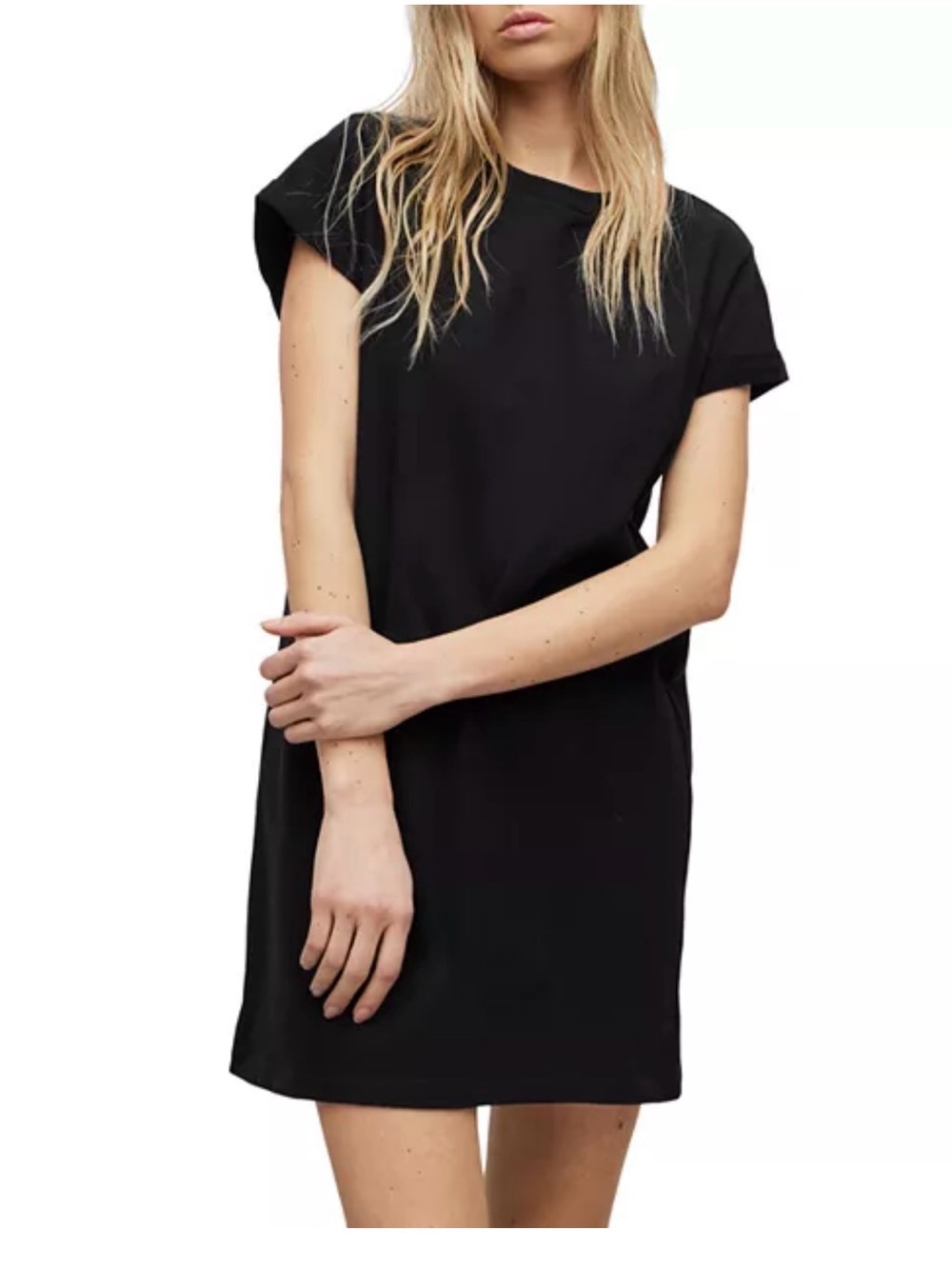 AllSaints Black Short Sleeve Shift Dress